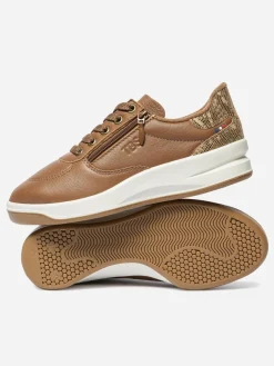 Baskets Cuir Femme Fabriquées en France Doublée Textile Tan BRAZIP2