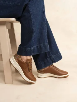 Baskets Cuir Femme Fabriquées en France Doublée Textile Tan BRAZIP2