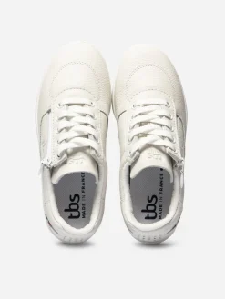 Baskets Cuir Femme Zip Blanc