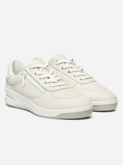 Baskets Cuir Femme Zip Blanc