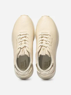 Baskets Femme Confort Cuir Beige