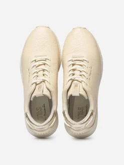 Baskets Femme Confort Cuir Beige