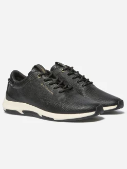 Baskets Femme Confort Cuir Embossé Noir JAZZRUN