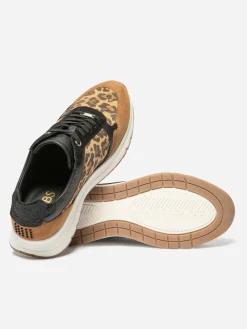 Baskets Femme Confort Cuir Noir Leopard BLONDIE