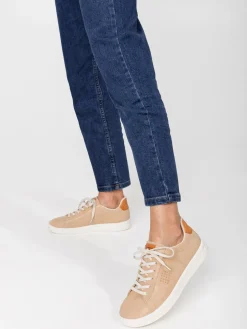 Baskets Femme Fabrication Française Cuir Velours Beige FELICIE
