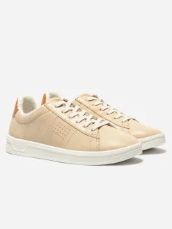 Baskets Femme Fabrication Française Cuir Velours Beige FELICIE
