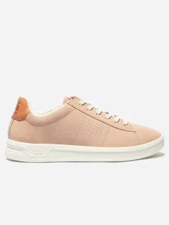 Baskets Femme Fabrication Française Cuir Velours Rose Clair FELICIE