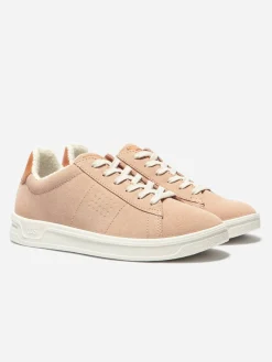 Baskets Femme Fabrication Française Cuir Velours Rose Clair FELICIE