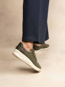 Baskets Femme Fabriquées en France Zippées Dessus Cuir Vert BRAZIP2