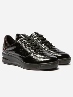 Baskets Femme Fabriquées En France Cuir Vernis Noir