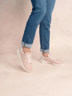 Baskets Femme Fabriquées en France Zippées Dessus Cuir Champagne