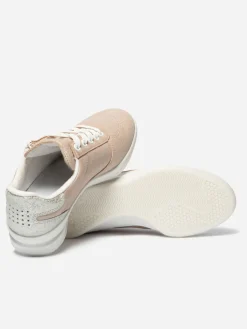 Baskets Femme Fabriquées en France Zippées Dessus Cuir Champagne