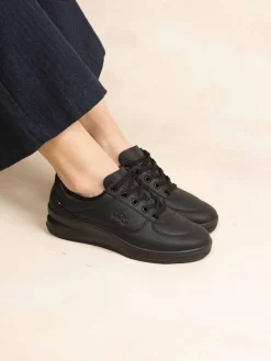 Baskets Femme Fabriquées en France Cuir Noir
