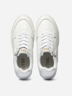 Baskets Femme Zippées Cuir Blanc
