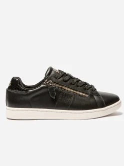 Baskets Femme Zippées Cuir Noir LORAZIP