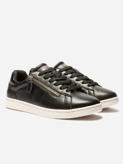 Baskets Femme Zippées Cuir Noir LORAZIP