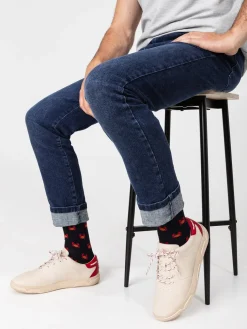 Baskets Homme Confort Cuir Crème et Rouge GEDEONE