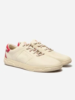 Baskets Homme Confort Cuir Crème et Rouge GEDEONE