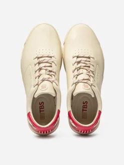 Baskets Homme Confort Cuir Crème et Rouge GEDEONE