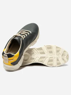 Baskets Homme Cuir TechniGrip® Marine et Jaune JAZAIRY