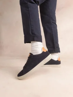 Baskets Homme Fabriquées En France Cuir Velours Marine