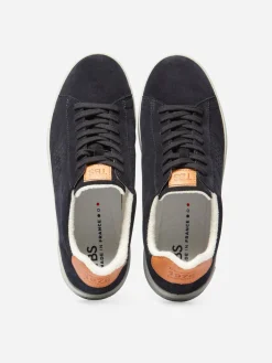 Baskets Homme Fabriquées En France Cuir Velours Marine