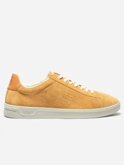 Baskets Homme Fabriquées En France Cuir Velours Jaune FLAUBER
