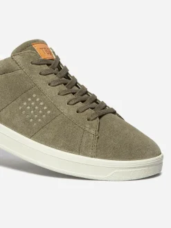Baskets Homme Fabriquées En France Cuir Velours Kaki