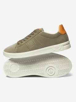 Baskets Homme Fabriquées En France Cuir Velours Kaki