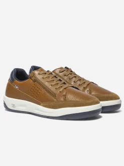 Baskets Homme Zippée Fabriquées en France Cuir Marron ALLZIPP