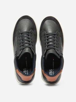 Baskets Homme Zippée Fabriquées en France Cuir Bleu ALLZIPP