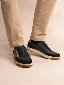 Baskets Homme Zippées Cuir Marine THEOZIP