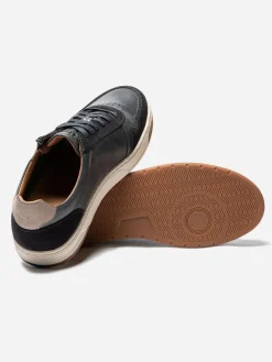 Baskets Homme Zippées Cuir Marine THEOZIP
