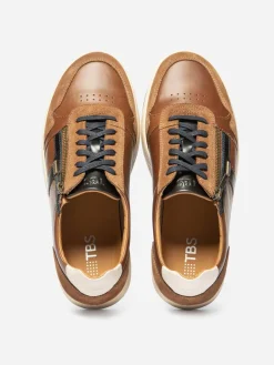 Baskets Homme Zippées Cuir Marron THEOZIP