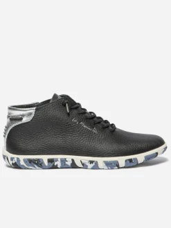 Baskets Mi-Montantes Femme Cuir Camo Marine Silver JESMINI