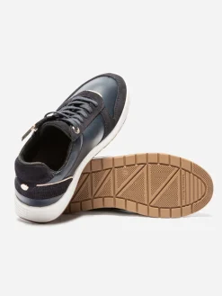Baskets Zippées Femme Fabriquées en France Cuir Marine EUGEZIP