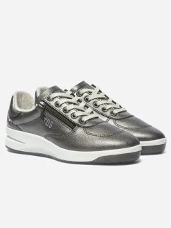 Baskets Zippées Femme Fabriquées en France Cuir Gris