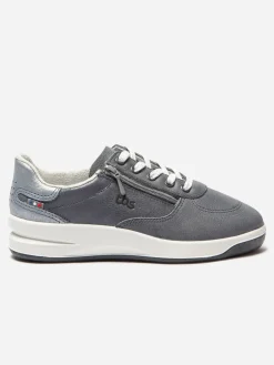 Baskets Zippées Femme Fabriquées en France Cuir Gris