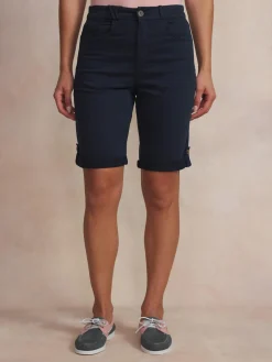 Bermuda Femme Ceinture Semi-élastiquée Bleu marine SINTAMID