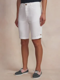 Bermuda Femme Ceinture Semi-élastiquée Blanc SINTAMID