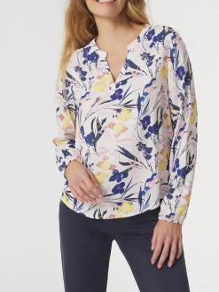 Blouse Femme Fluide Motif Floral Bleu Rose & Jaune BLOMYMIS