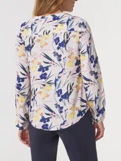 Blouse Femme Fluide Motif Floral Bleu Rose & Jaune BLOMYMIS