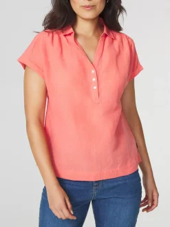 Blouse Femme Lin et Coton Rouge ILONAMIS