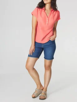 Blouse Femme Lin et Coton Rouge ILONAMIS