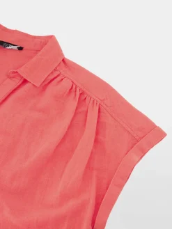Blouse Femme Lin et Coton Rouge ILONAMIS
