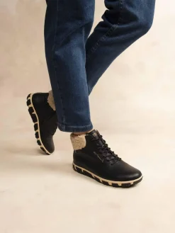 Boots Femme Doublée Feutrine Cuir Noir JANISSA