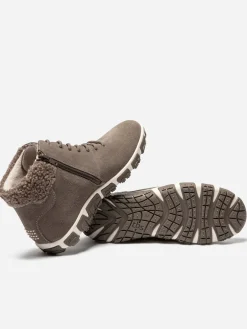 Boots Femme Doublée Feutrine Cuir Taupe