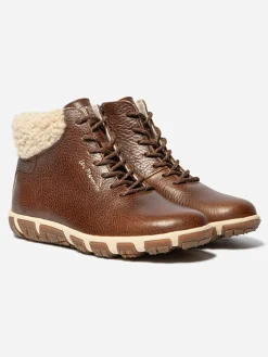 Boots Femme Doublée Feutrine Cuir Marron JANISSA