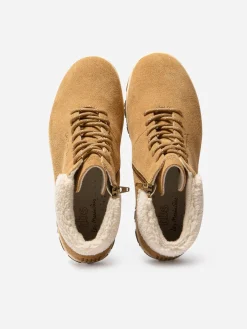 Boots Femme Doublée Feutrine Cuir Beige