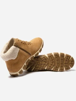 Boots Femme Doublée Feutrine Cuir Beige